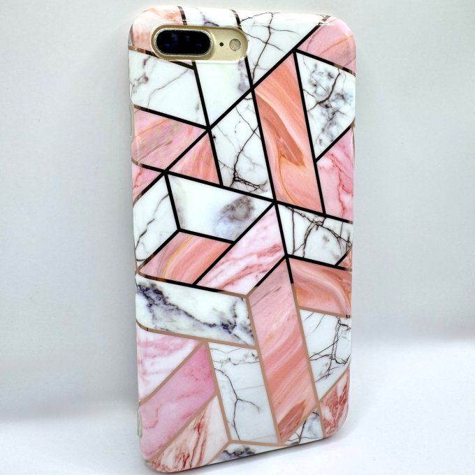 Coque motifs Marbre Rose Géométrique