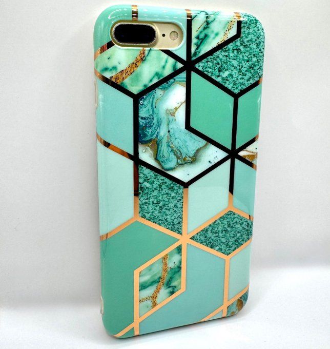 Coque motifs Marbre turquoise Géométrique 