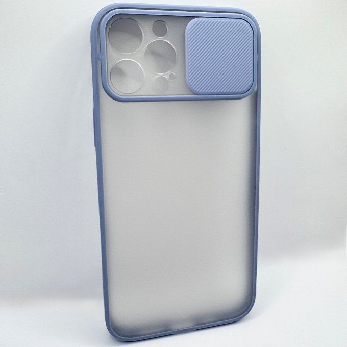 Coque iPhone 12 Pro Max avec Protection Coulissante de Caméra violette