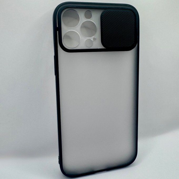 Coque iPhone 12 Pro Max avec Protection Coulissante de Caméra noire