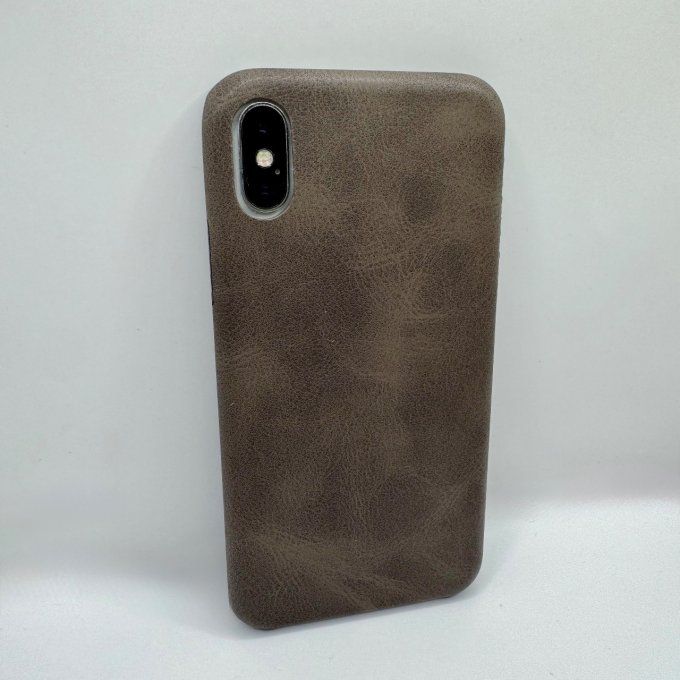 Coque iPhone X/XS effet cuir vintage
