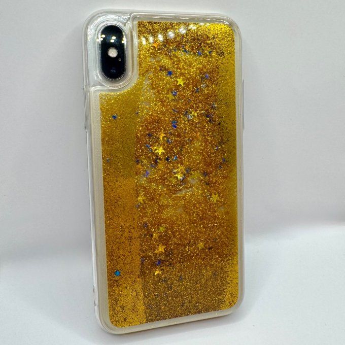 Coque iPhone X/XS liquide pailletée or