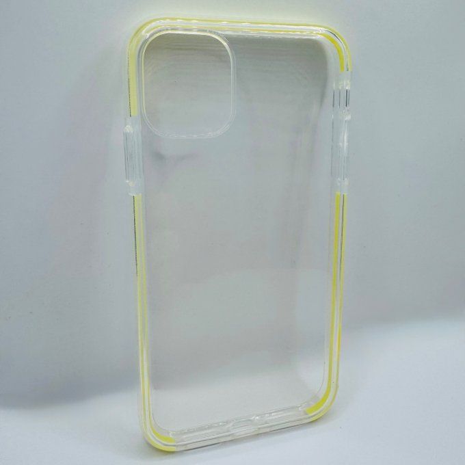 Coque transparente contours jaune iPhone 11
