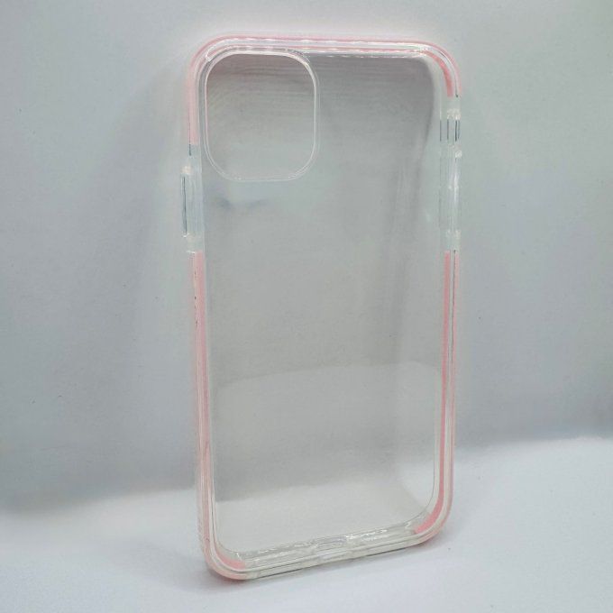 Coque transparente contours rose iPhone 11