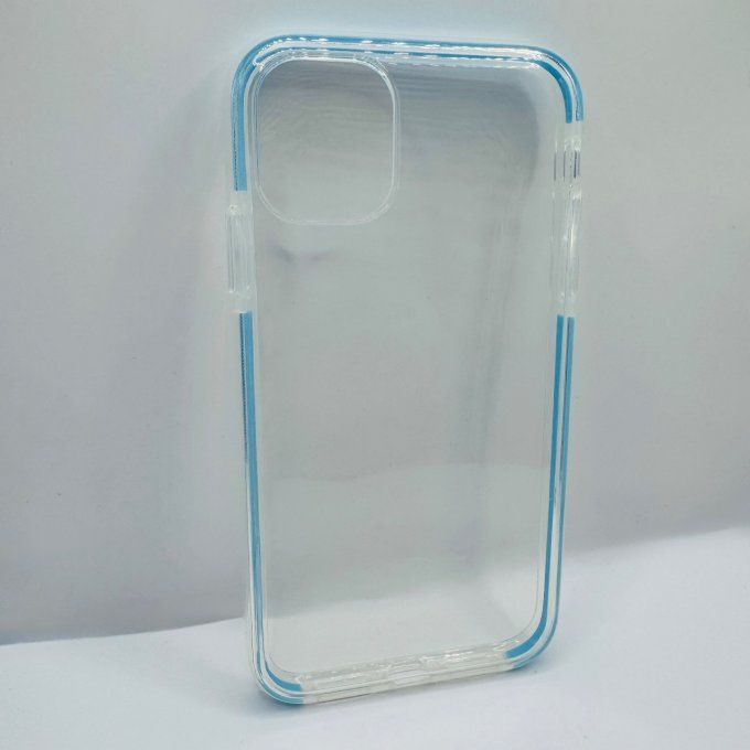 Coque transparente contours bleu iPhone 11
