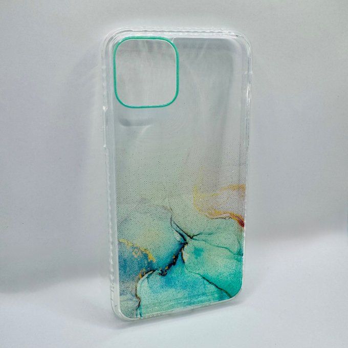 Coque iPhone 11 Pro effet marbre turquoise