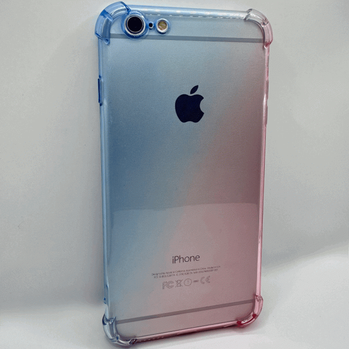 Coque Transparente bleu et rose 6+/6S+